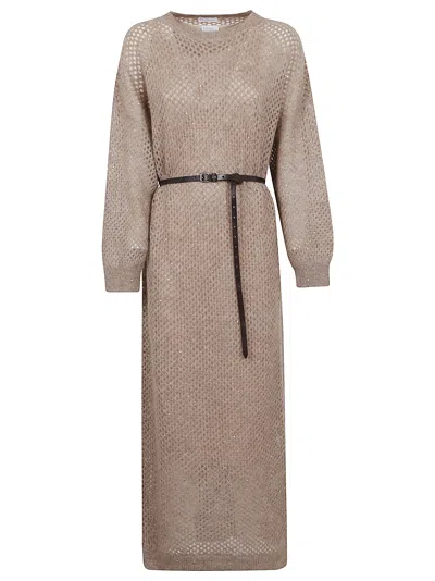 Brunello Cucinelli Dress In Neutral
