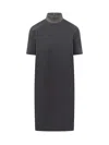 Brunello Cucinelli Monili-collar Shiny Felpa Short-sleeve T-shirt Dress In Antracite