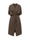 Brunello Cucinelli Midi Belt Dress In Brown