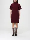 Brunello Cucinelli Bordeaux Fleece Wool Casual Dress In Purple