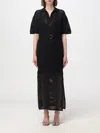 Brunello Cucinelli Belted Crochet Midi Dress In Black
