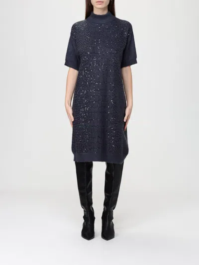 Brunello Cucinelli Dress  Woman Color Blue In Black