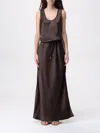 Brunello Cucinelli Maxi Dress With Drawstring Waist In Brown