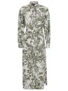 Brunello Cucinelli Waist Belted Long Sleeve Dress With Side Slits In Green