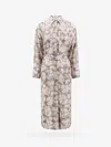 Brunello Cucinelli Silk Chemisier Dress With Ginkgo Print In Grey