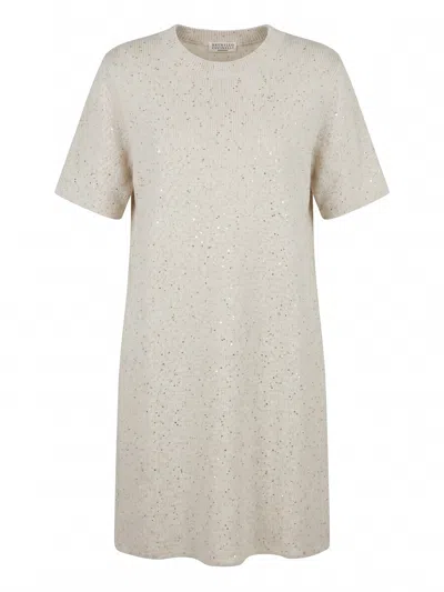Brunello Cucinelli Dress In Neutral