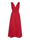 Brunello Cucinelli Dress Cotton-blend Belted Waist In Red