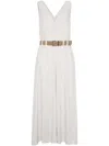 Brunello Cucinelli Twill Dress With Monili In White