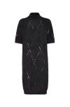 Brunello Cucinelli Sequin Embellished Roll-neck Midi Dress In Dark Grey