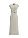 Brunello Cucinelli Women Long Linen Dress In Beige