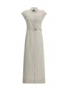 Brunello Cucinelli Women Long Linen Dress In Beige