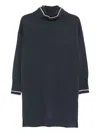 Brunello Cucinelli Ribbed High-neck Mini Dress In Blue