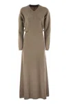 Brunello Cucinelli Ribbed-knit Maxi Dress In Brown