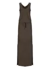 Brunello Cucinelli Maxi Dress With Drawstring Waist In Brown
