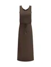Brunello Cucinelli Maxi Dress With Drawstring Waist In Brown