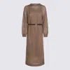 Brunello Cucinelli Women Mohair Blend Long Dress With Sequins In Multi