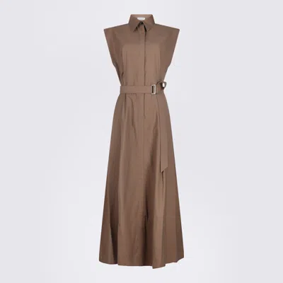 Brunello Cucinelli Cotton Long Dress In Brown