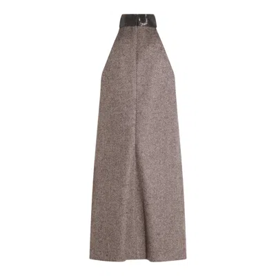 BRUNELLO CUCINELLI DRESSES MARRONE/GRIGIO/BEIGE