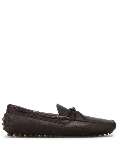 Brunello Cucinelli Driver Leather Loafers In Brown