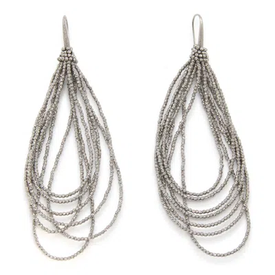 Brunello Cucinelli Silver-tone Brass Earrings In Grey