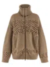 Brunello Cucinelli Drop Sequin Cardigan Sweaters And Cardigans Beige In Brown