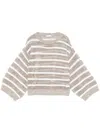 Brunello Cucinelli Drop Shoulder Sweater With Sequin Embellishments In Gray