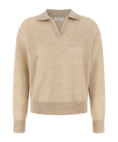 Brunello Cucinelli Dropped Shoulder Polo Shirt In Neutral