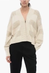 Brunello Cucinelli Stripe Embellished Rib Trim Cardigan