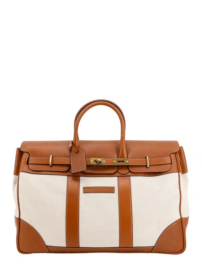 Brunello Cucinelli Duffle Bag In Leather Brown