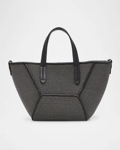 Brunello Cucinelli Duo All Over Monili Leather Mini Tote Bag In Black