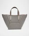 Brunello Cucinelli Duo All Over Monili Leather Mini Tote Bag In Gray