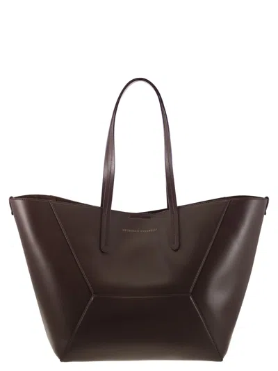 Brunello Cucinelli Duo Graphic Shoulder Bag In Black