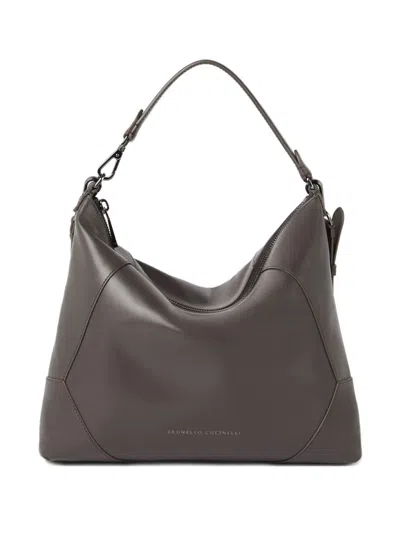 Brunello Cucinelli Leather Bc Duo Shoulder Bag In Brown