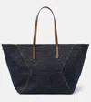 Brunello Cucinelli Foulard Large Denim Tote Bag In Blue