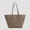 Brunello Cucinelli Mud Brown Grained Leather Duo Medium Bag In Brown
