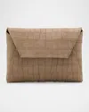 Brunello Cucinelli Duo Mini Croc-embossed Suede Pouchette Clutch Bag