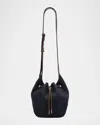 Brunello Cucinelli Duo Mini Denim Drawstring Bucket Bag In Denim