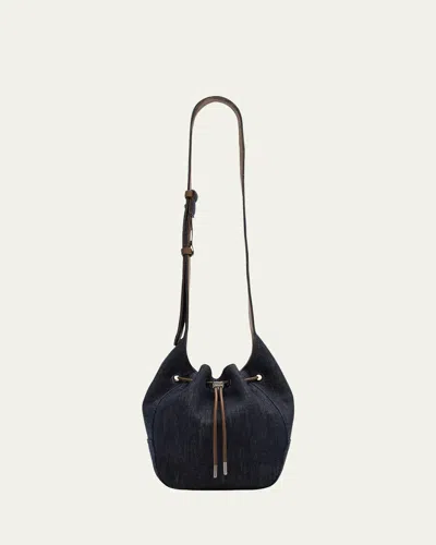 BRUNELLO CUCINELLI DUO MINI DENIM DRAWSTRING BUCKET BAG