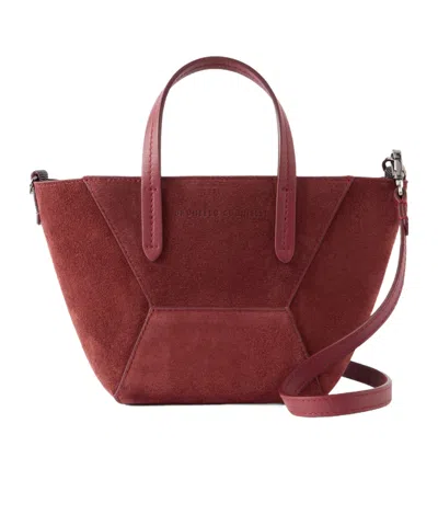 Brunello Cucinelli Embellished Suede Shoulder Bag In Burgundy
