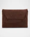 Brunello Cucinelli Duo Monili Suede Pouchette Crossbody Bag