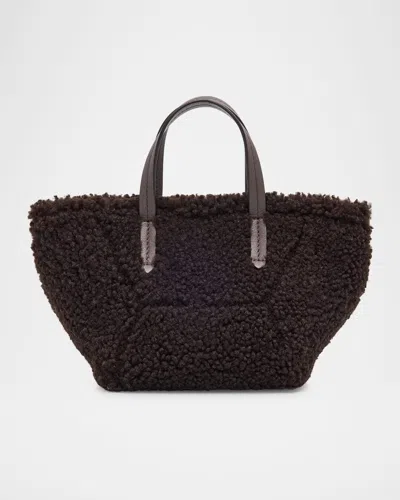 Brunello Cucinelli Duo Shearling Mini Shopper Tote Bag