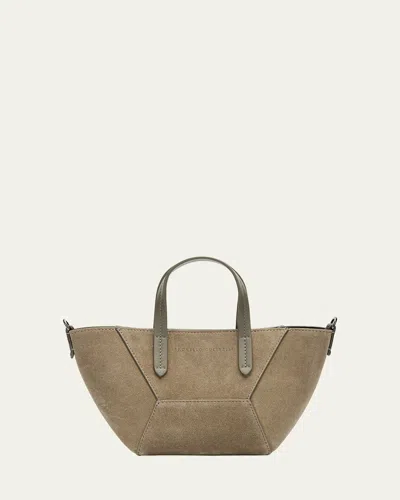 Brunello Cucinelli Duo Soft Suede Mini Bag In Brown