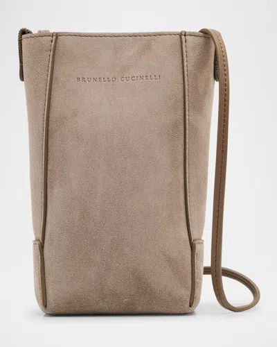 Brunello Cucinelli Duo Suede Phone Crossbody Bag