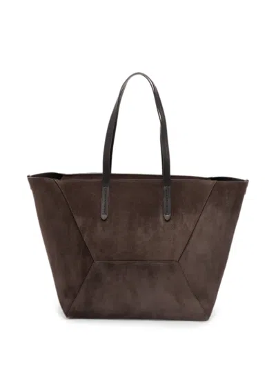 Brunello Cucinelli Duo Suede Tote Bag In Blue