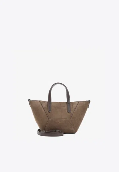 Brunello Cucinelli Duomini Suede Tote Bag In Brown