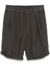 Brunello Cucinelli Men Garment-dyed Bermuda Shorts In Linen Gabardine With Drawstring And Pleat
