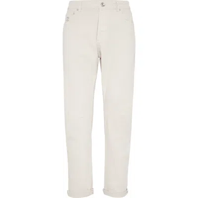 Brunello Cucinelli Men Five-pocket Cotton Gabardine Pants In Neutral
