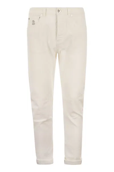 Brunello Cucinelli Five-pocket Comfort Denim Leisure Pants In Beige