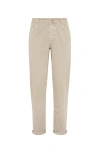 Brunello Cucinelli Men's Denim Cotton Trousers In Light Brown