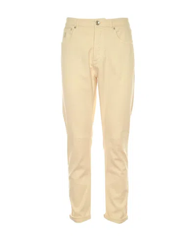 Brunello Cucinelli Dyed Denim Trousers In Nude